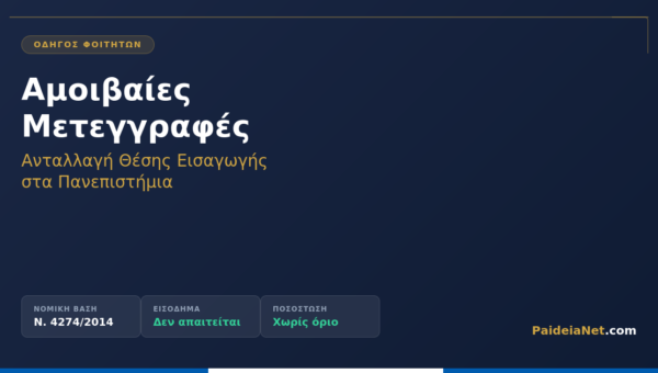 Αμοιβαίες Μετεγγραφές Ανταλλαγή Θέσης Εισαγωγής στα ΑΕΙ