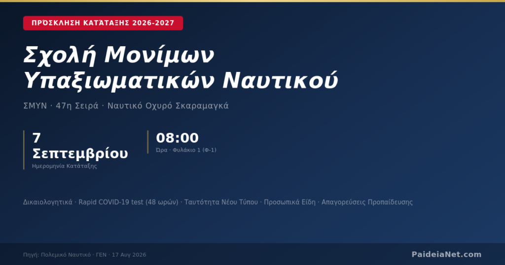 Πρόσκληση κατάταξης ΣΜΥΝ 2026