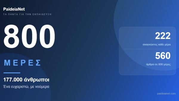 800 μέρες PaideiaNet — 177.000 άνθρωποι, ένα ευχαριστώ