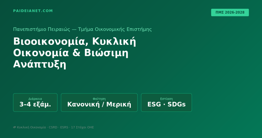 Βιοοικονομία, Κυκλική Οικονομία & Βιώσιμη Ανάπτυξη