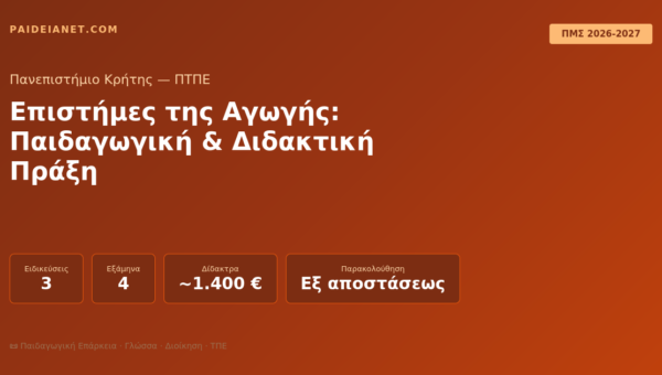 ΠΜΣ Επιστήμες της Αγωγής: Παιδαγωγική & Διδακτική Πράξη | Παν. Κρήτης