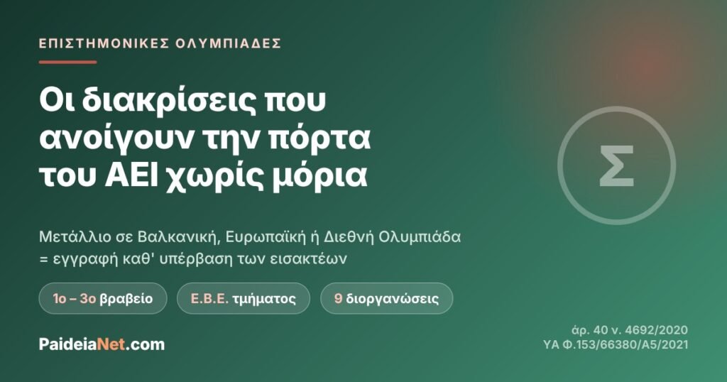 Οι επιστημονικές ολυμπιάδες που ανοίγουν την πόρτα του ΑΕΙ — χωρίς μόρια